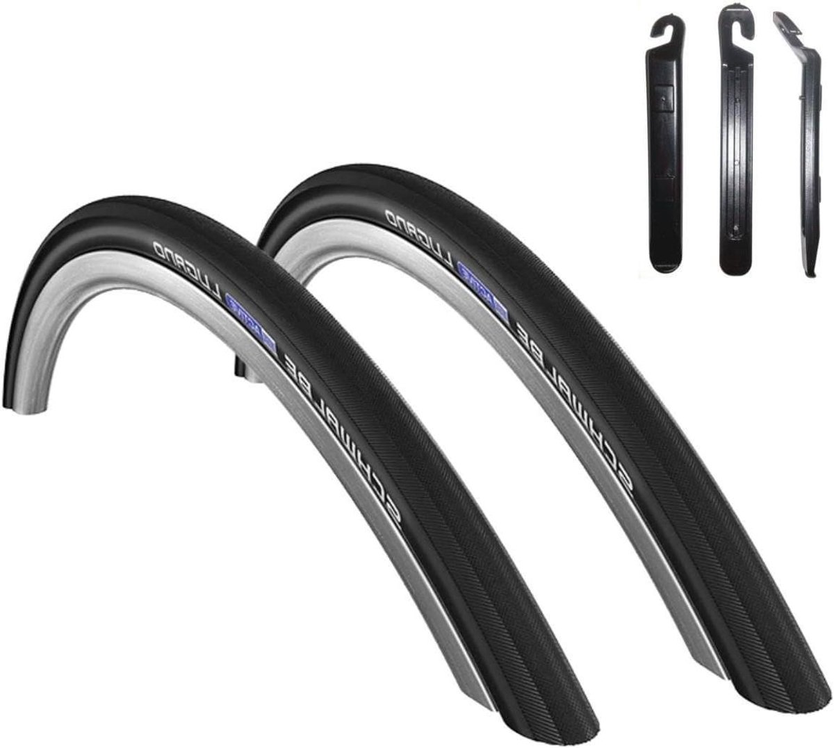 Racefietsbanden Set - Buitenbanden Fiets - Weggebruik - Inclusief Bandenlichters - 700x33C - Zwart