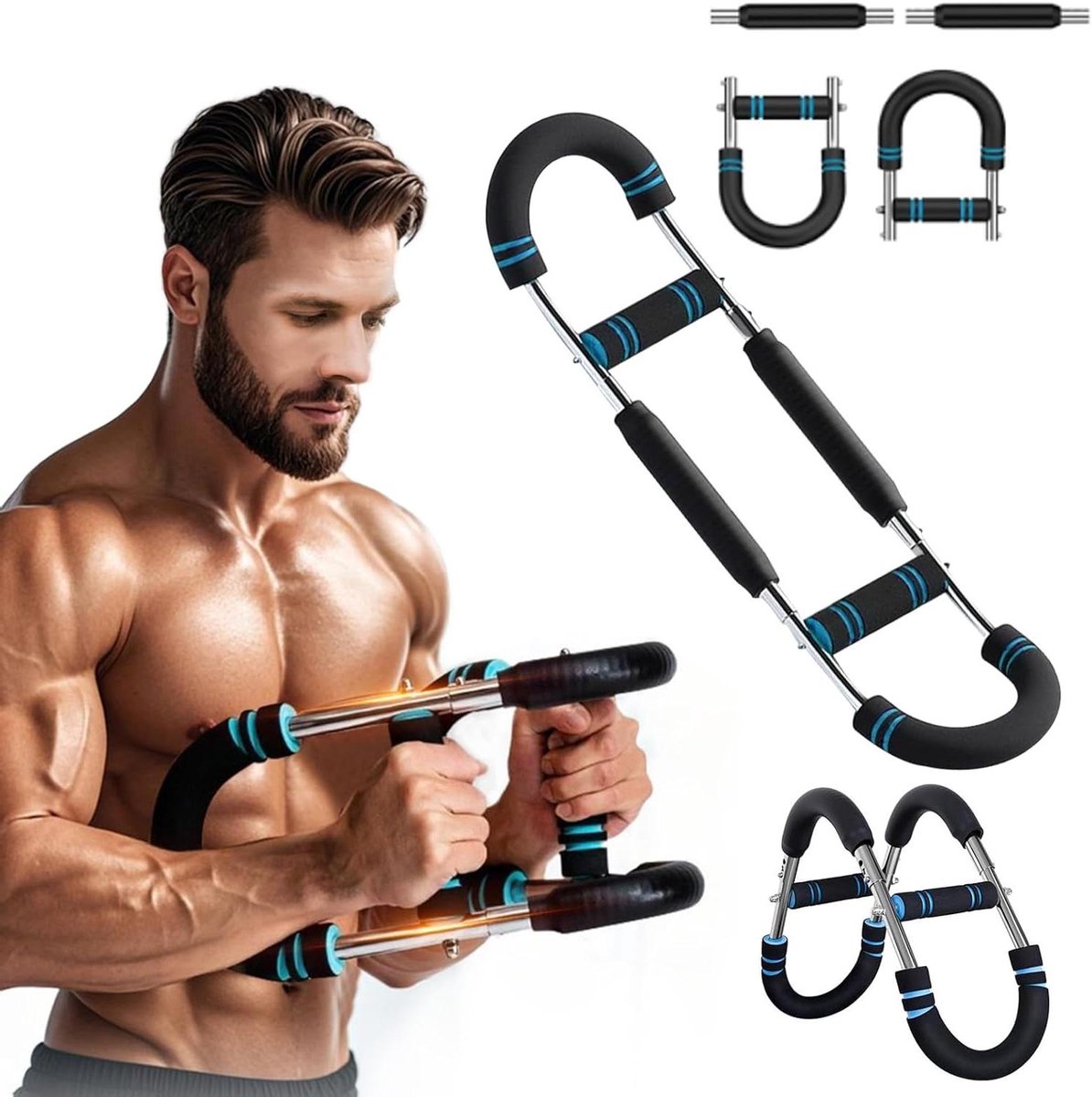 Armtrainer Stang - Kracht Twister - Spieropbouw Thuis - Verstelbare Weerstand - 1.5 kg Licht - Zwart