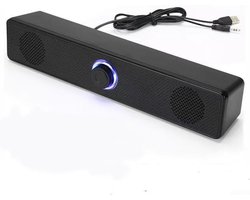 Home cinema soundbar met surround sound, bedrade/draadloze luidsprekers, geschikt voor tv's, pc's en laptops, USB-voeding, ultradun ontwerp, 31,5 x 5,66 cm, zwart.