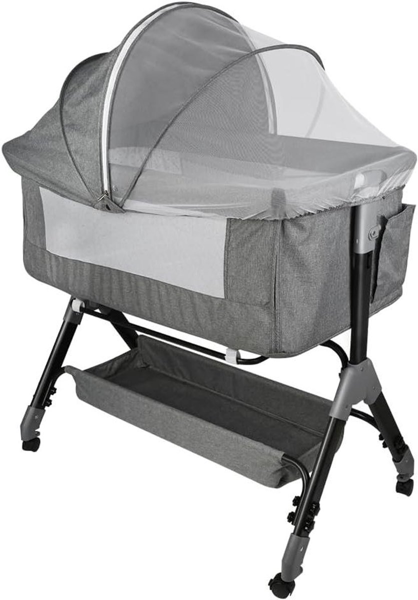 Baby bijzetbed - Wieg met matras - Naast het bed slapen - 15 graden helling - 104 x 52 cm