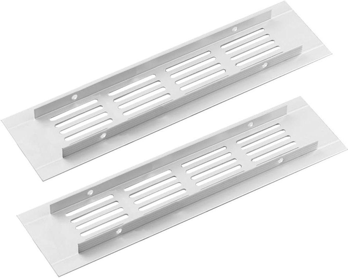 Ventilatierooster - Afvoerluchtrooster - Ventilatie Kast - Aluminium Legering - 50 x 200 mm - Wit