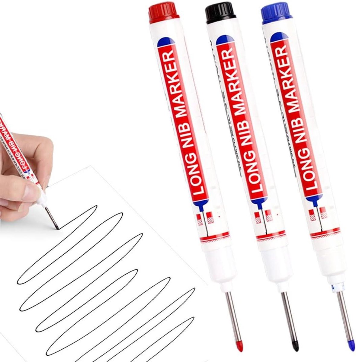 Diepe Gaten Markers - Markeerstiften Set - Precisie Markeren - Lange Punt - 20 mm Punt - 3 Kleuren