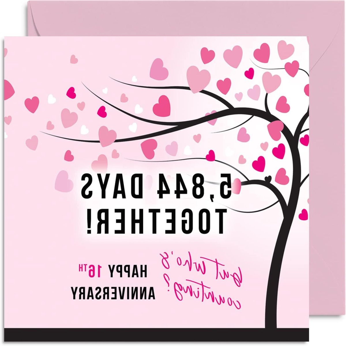Grappige Jubileumkaart - Wenskaart Partner Valentijnskaart - Jubileum Vieren - 5844 Dagen Samen Ontwerp - 145 mm x 145 mm
