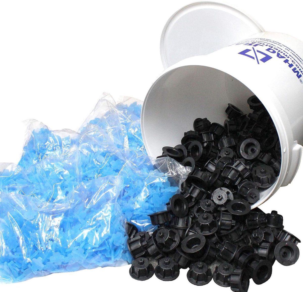 Tegelnivelleringssysteem - Tegel leveler set - Perfect voegen leggen - Voor 3 mm voegbreedte - 150 trekkappen - Wit en blauw