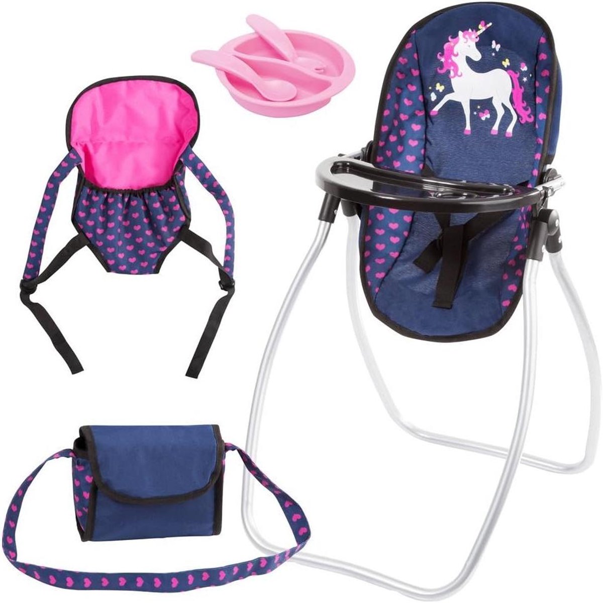 Poppen Accessoires Set - Draagzak Stoel Tas - Rollenspellen Spelen - Omvormbaar tot Schommel - Tot 46 cm Poppen