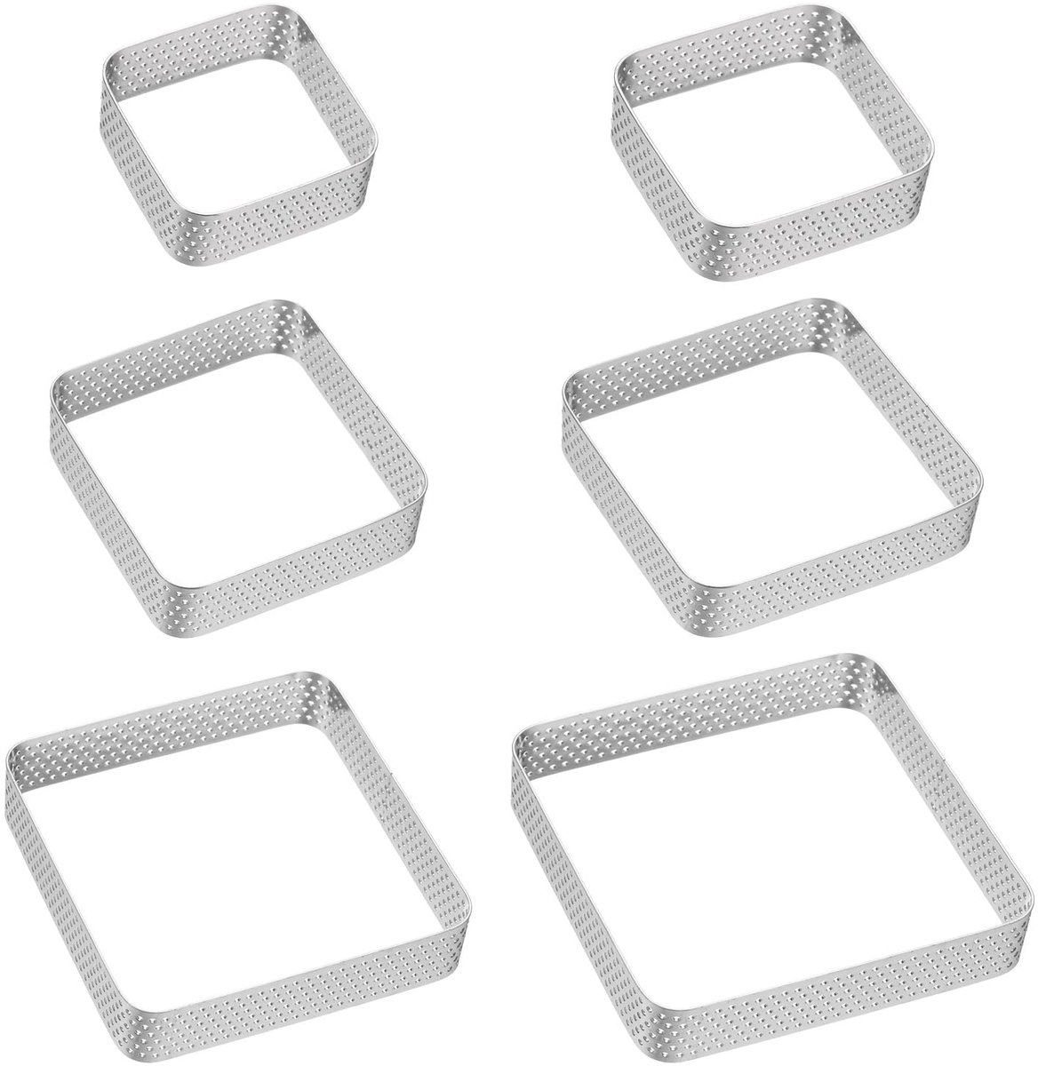 QUARKZMAN Taartring, opengewerkte taartringen, set van roestvrij staal, vierkante taartvorm, antiaanbaklaag, gepolijste cakemousse-ring, verdikt, voor het bakken van taarten, Frans dessert en fruit