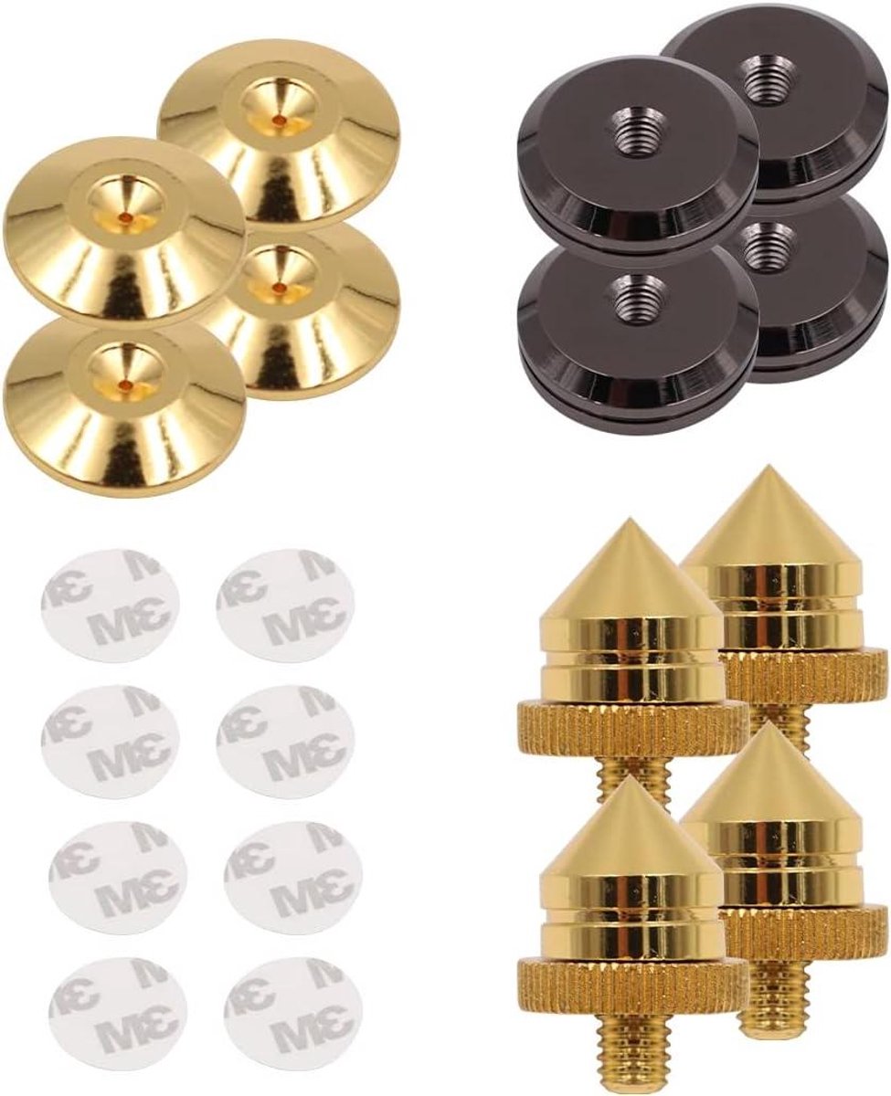 Luidspreker Isolatie Voeten - Versterker Pinnen - Geluid Verbeteren - Schokabsorberend Ontwerp - 4 Stuks - Zilver