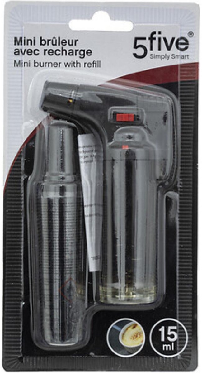 5Five Multifunctionele turbo brander - hervulbaar - 11 cm - gasbrander - stormaansteker - met navulling