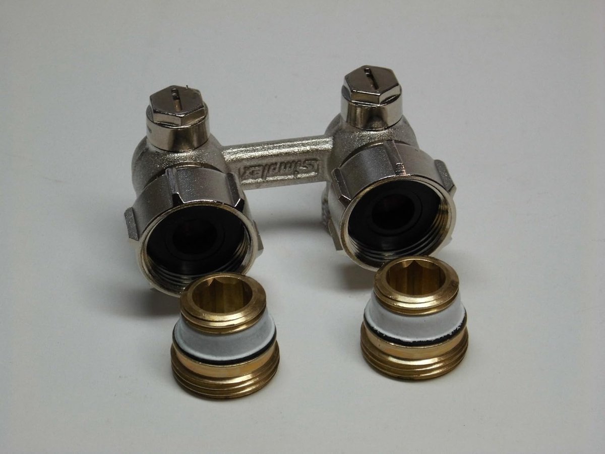 Verwarmingsmodule Radiator - Verbindingsstuk Kleppen - Centrale Verwarming - Geïntegreerde Kleppen - 50 mm Hartafstand - Goud