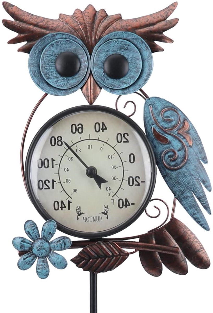 Buitenthermometer - Tuin thermometer - Weer controleren - Waterdicht metaal - 106 cm - Zwart