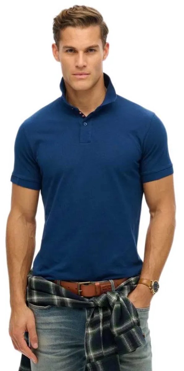 Superdry City Pique Korte Mouw Poloshirt XL Man Blauw