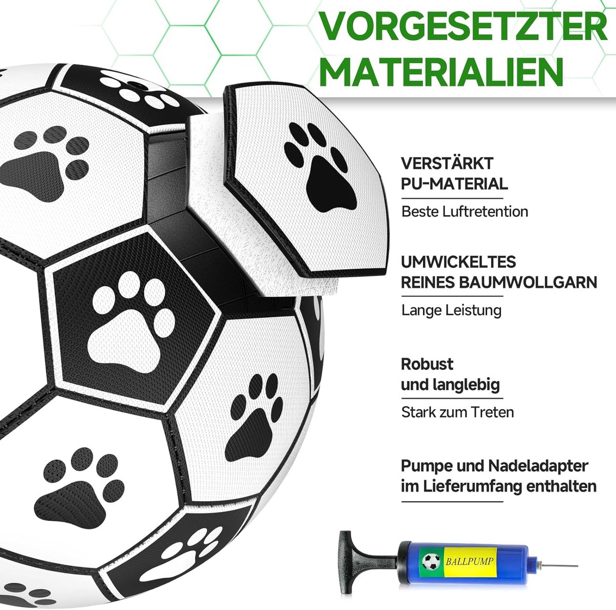 Hondenbal hondenspeelgoed bal met handgreep voor hond interactief touwtrekken water hondenballen speelgoed verjaardagscadeau voor middelgrote/grote honden (8 inch/20 cm)