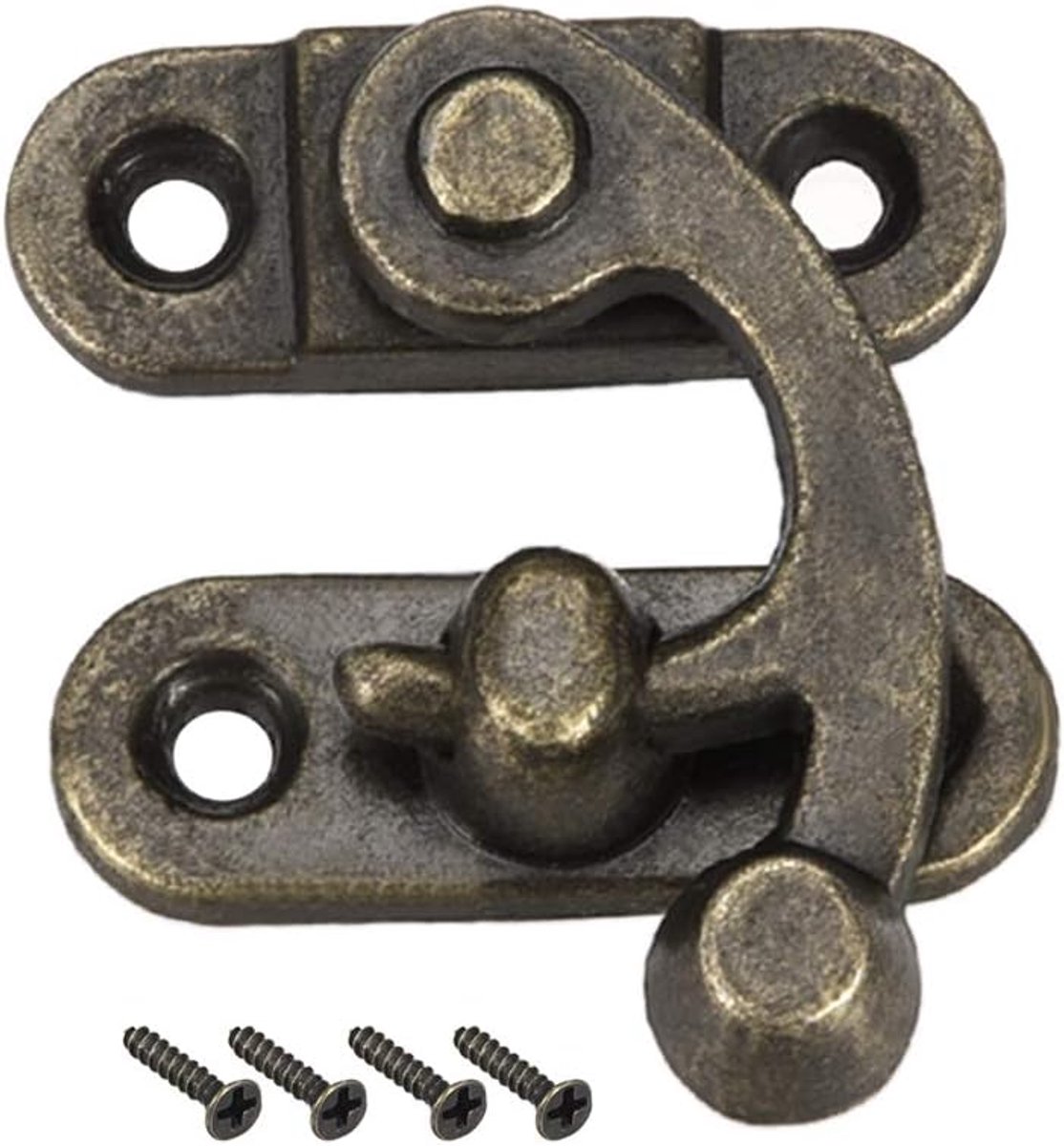 sourcing map 2 stuks antieke vintage snelsluiting rechte grendelhaak hasp grendel 33 mm x 28 mm zwenkgrendel brons met schroeven