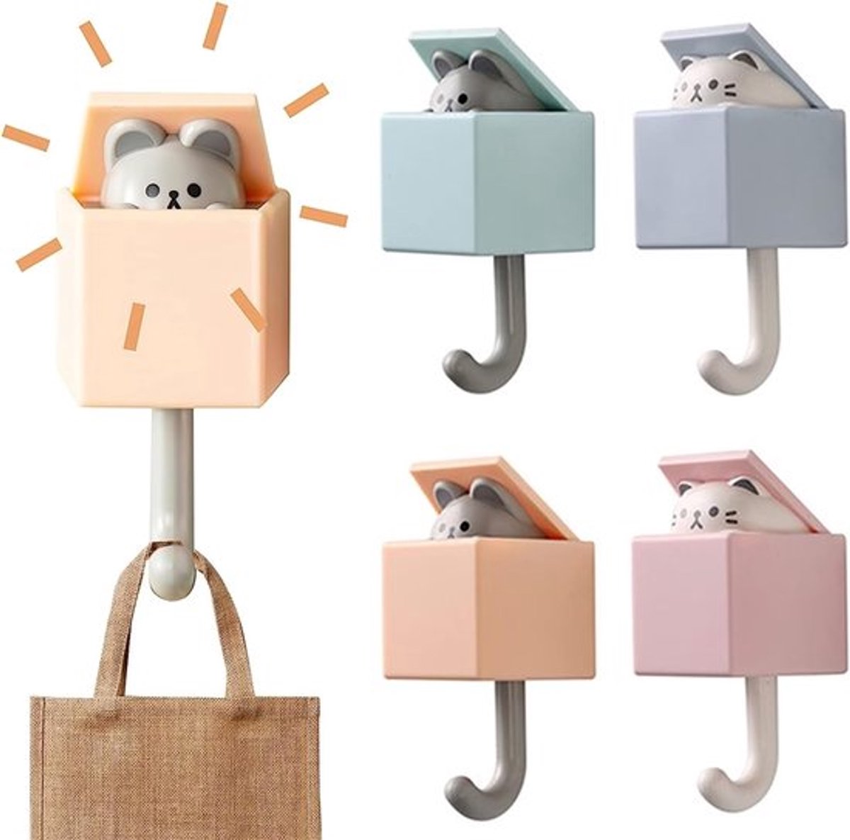 Store_8 - Zelfklevende wandhaken - Grappige kattensleutelhaken