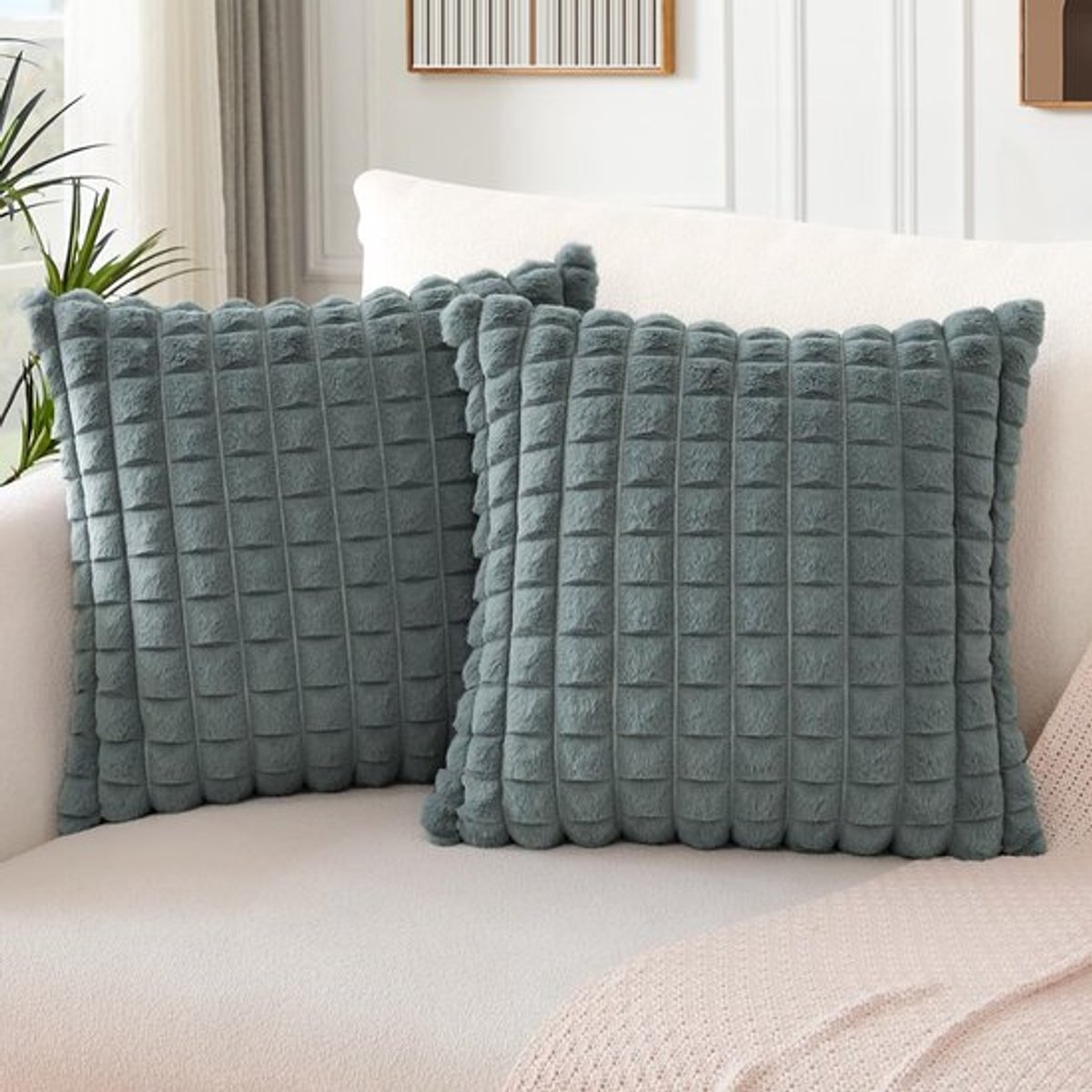 VT Goods - Pluche Kussenslopen - Decoratief en Comfortabel - Grijs