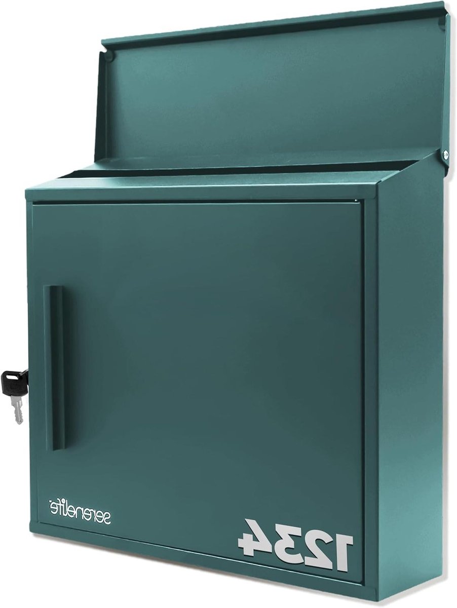 Brievenbus met slot - Wandmontage brievenbus - Post veilig ontvangen - Roestbestendig staal - 35x11x33 cm - Groen
