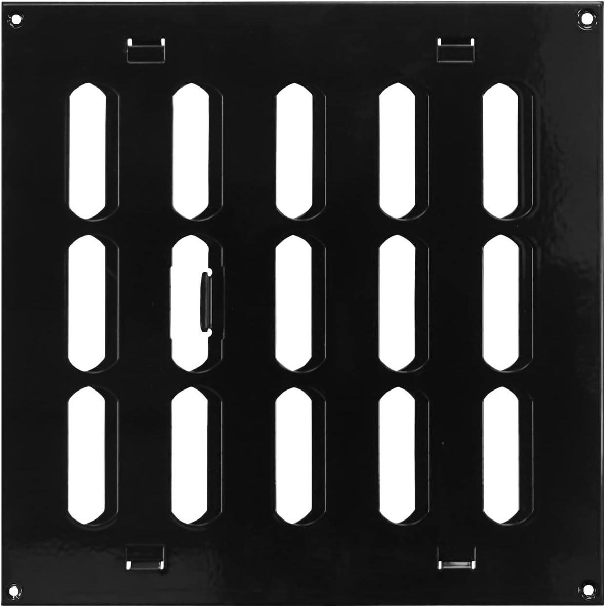 Schuifrooster Plaatstaal - Ventilatierooster - Luchttoevoer Reguleren - Verstelbaar - 200x200 mm - Zwart