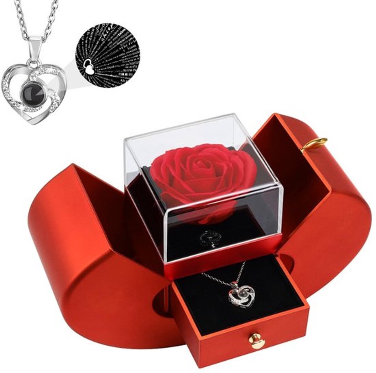 Store_8 - Preserved Rose - Rozenbox - Eternel Bloem met Hart Ketting
