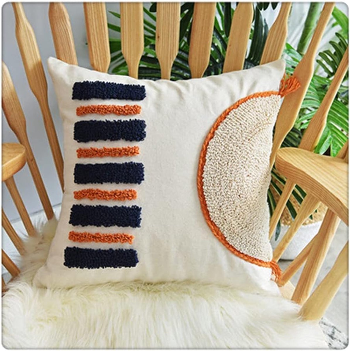 stijl getufte kussenhoes 45 x 45 cm kwastjeskussenhoes handgemaakte kussenhoes woondecoratie woonkamer slaapkamer (kleur: stijl B)