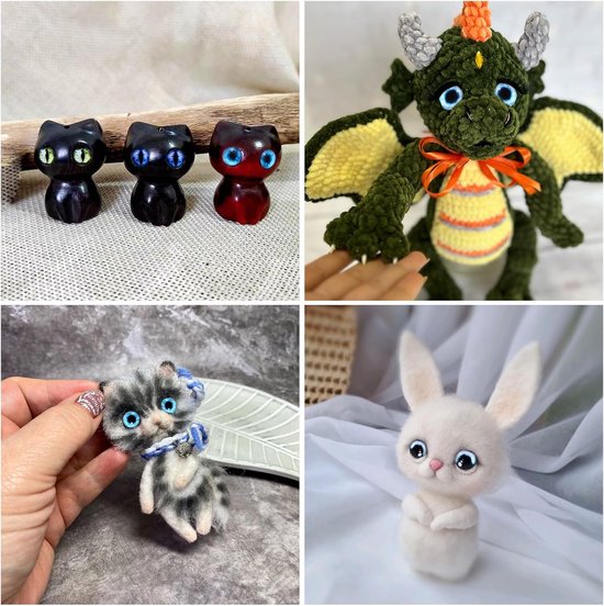 Ogen voor ambachten met koffer, kat vogel draak ogen nep glas monsterogen, ambachtelijke ogen voor gehaakte dieren polymeer klei sculpturen sieraden pop maken — afbeelding 2