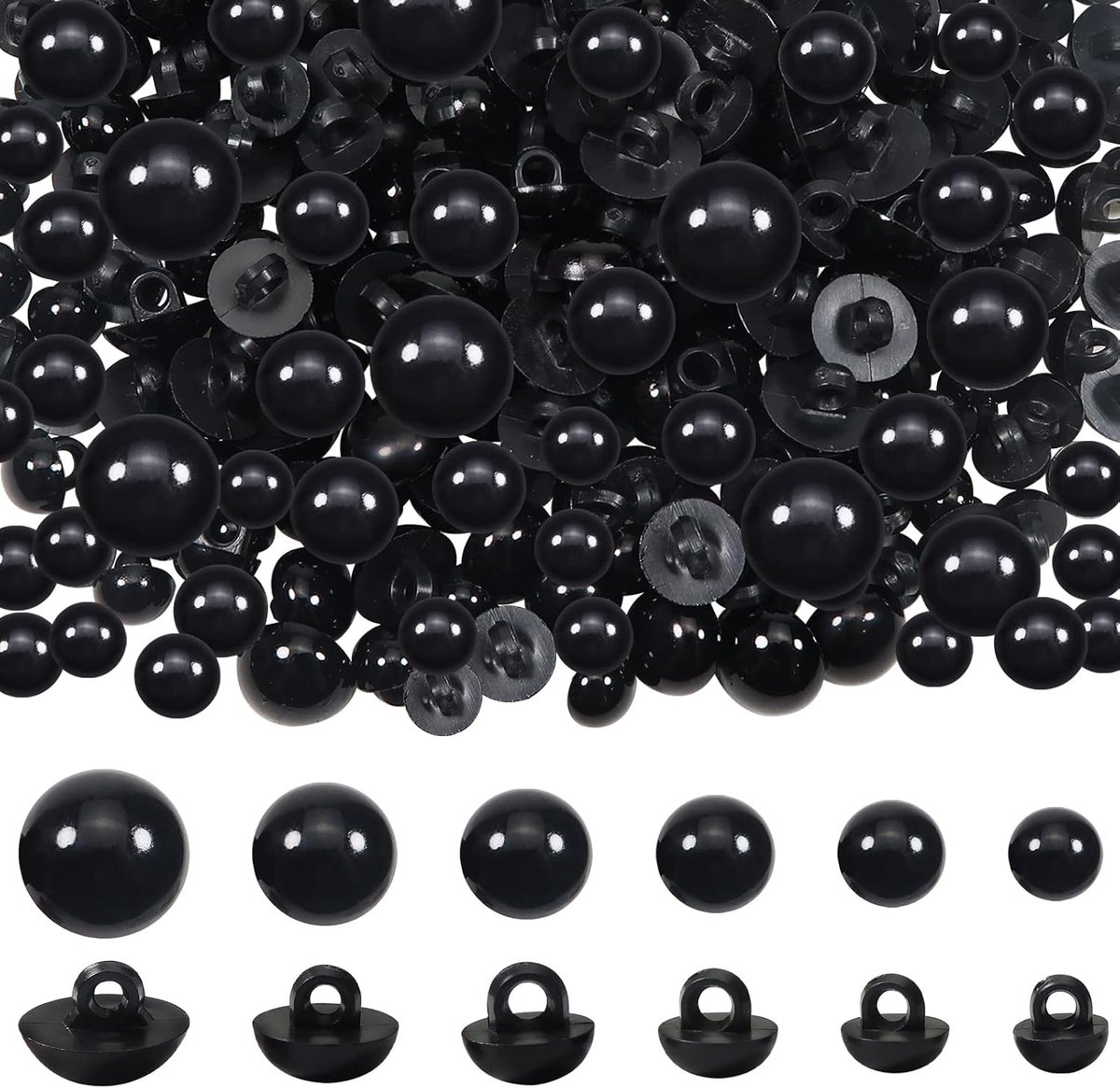 Ogen 8 tot 15 mm Zwart Kunststof Knopen Naaienopen voor Zachte Pop Maken Diy Craft Pluche Dier