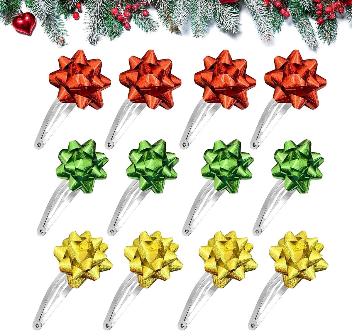 Clips, kerst haarstrikken grote sprankelende pailletten glitter strikken haarclips haaraccessoires voor vrouwen meisjes peuters tieners vakantie haarspeld kerstcadeaus