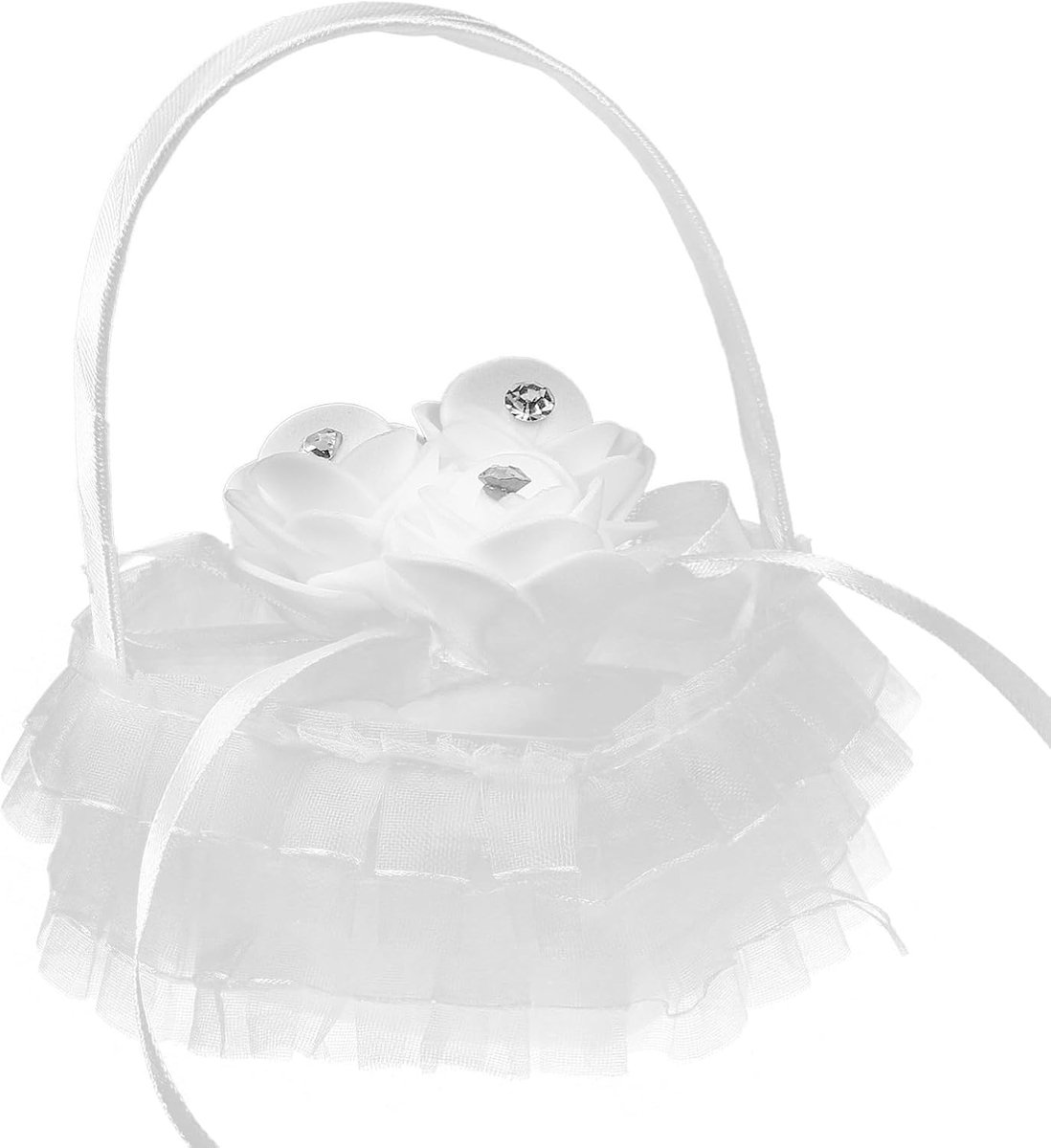Hartvormig Ringkussen - Trouwringhouder Bruiloft - Ringen Presenteren - Met Kant Afwerking - 10 x 9.5 cm - Wit