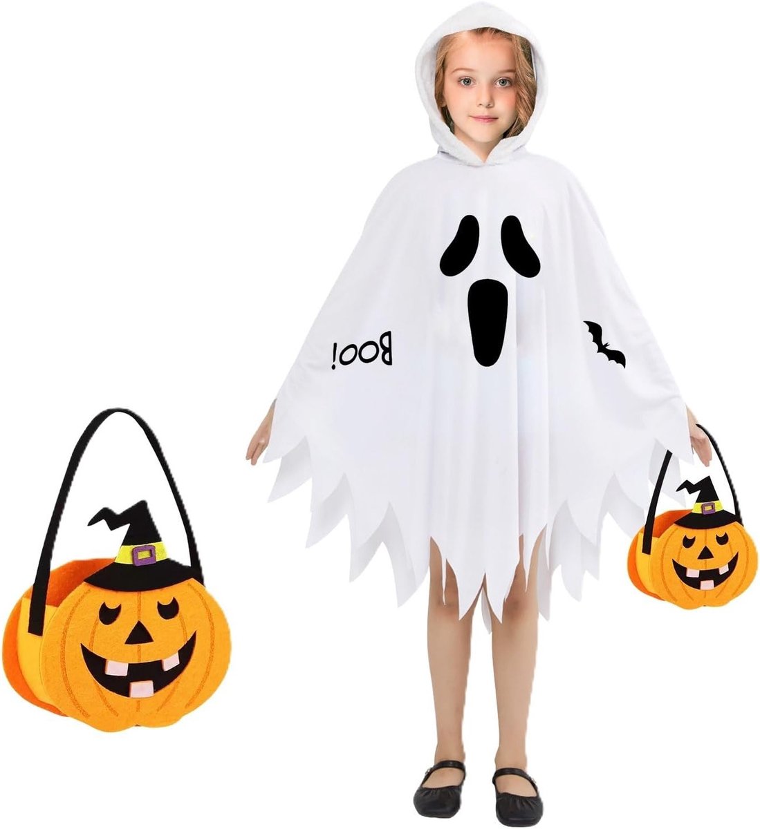 Spookkostuum voor Kinderen met Pompoenmand - Perfect voor Halloween en Cosplay Activiteiten
