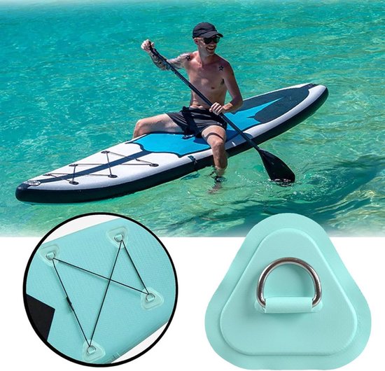 Paddle Board Reparatiekit - Opblaasboot Patch - Watersport Onderhoud - Roestvrijstalen D-ringen - 4-delige set - Muntgroen — afbeelding 3
