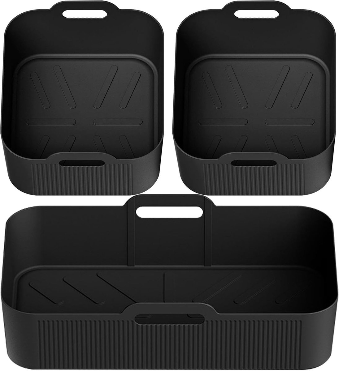 Airfryer Mand - Siliconen Bakvorm - Veilig Koken - Antiaanbaklaag - 32x22 cm - Zwart