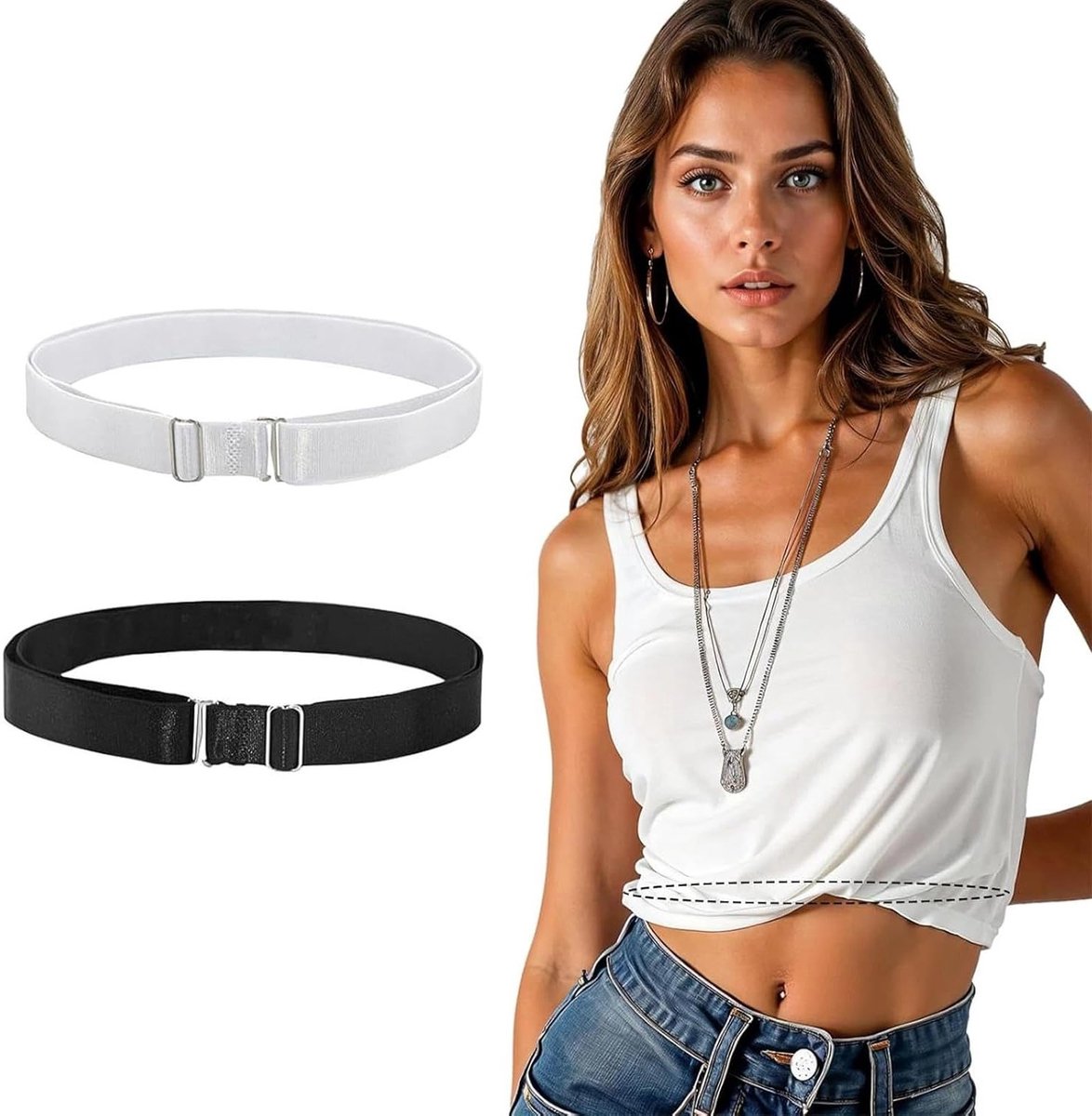 Shirt tucky-riem dames - elastische plooiband - verstelbaar - ideaal voor yoga en fitness - ShopVlot