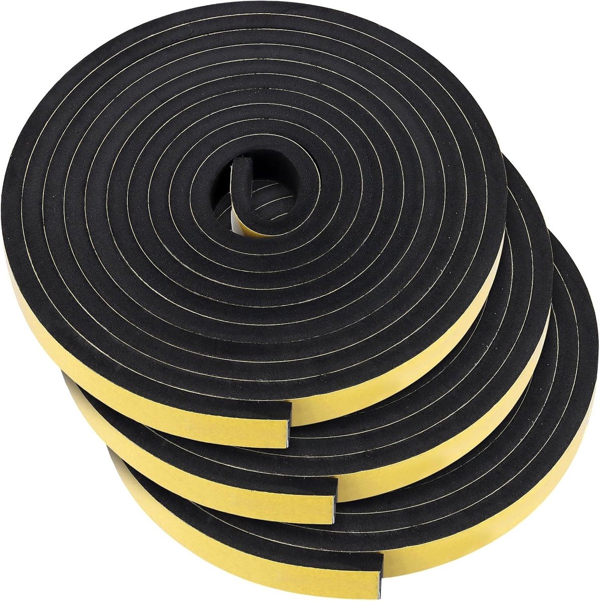 Zwarte Foam Lijmstrips 5 m x 10 mm - Set van 3 voor Ramen, Deuren en Kachels, Geluidsisolatie en Warmtebescherming
