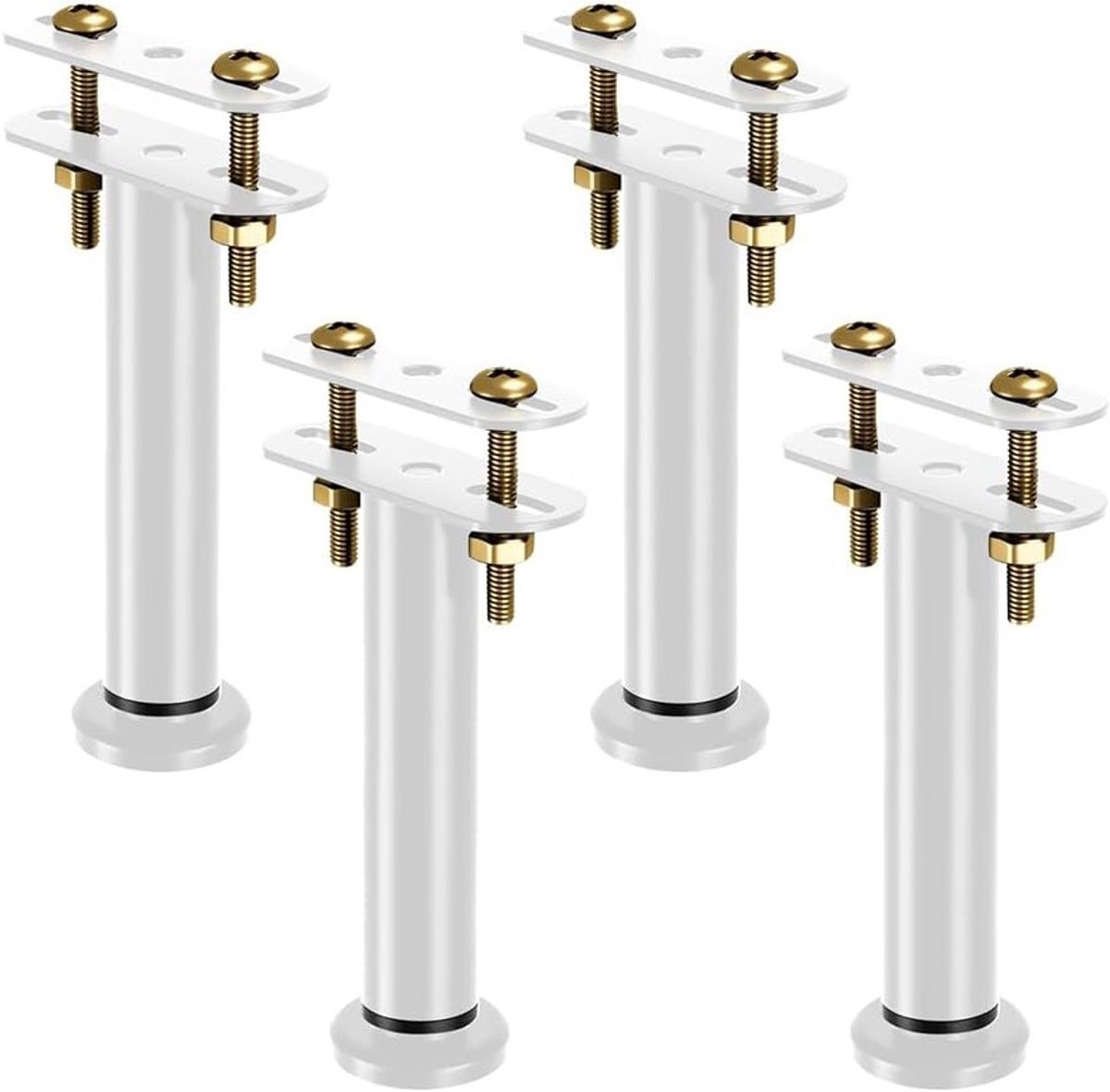 Verstelbare bedpoten, bedverhoger, metalen lattenbodem, 4 stuks, hoogte 18-32 cm, ideaal voor bedframes en slatted frames, wit
