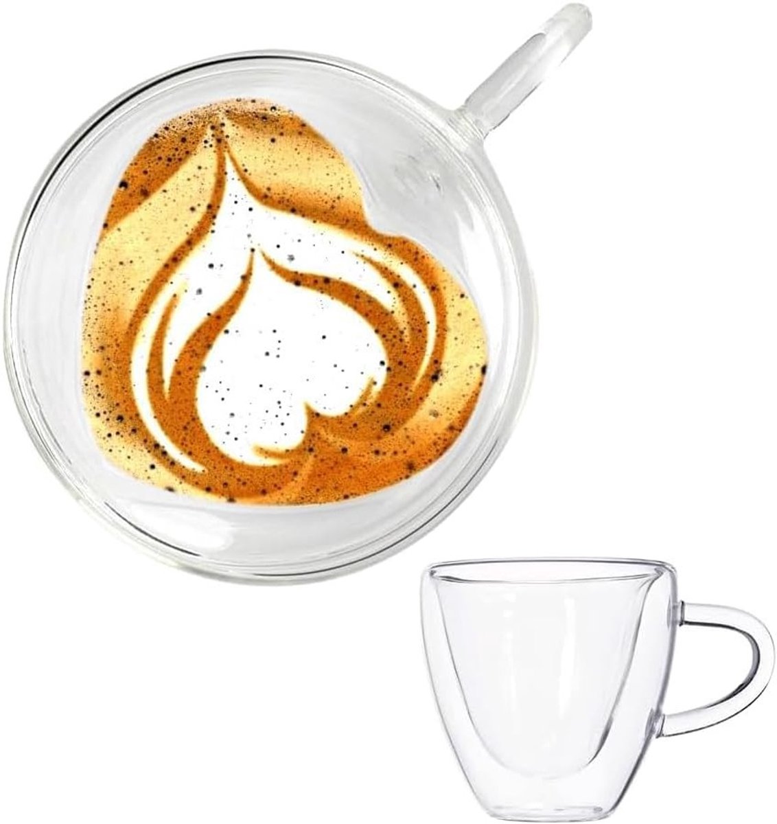 Dubbelwandige hartvormige latte macchiato glazen van borosilicaat, perfect voor koffie, thee en koude dranken, 250 ml set van 2