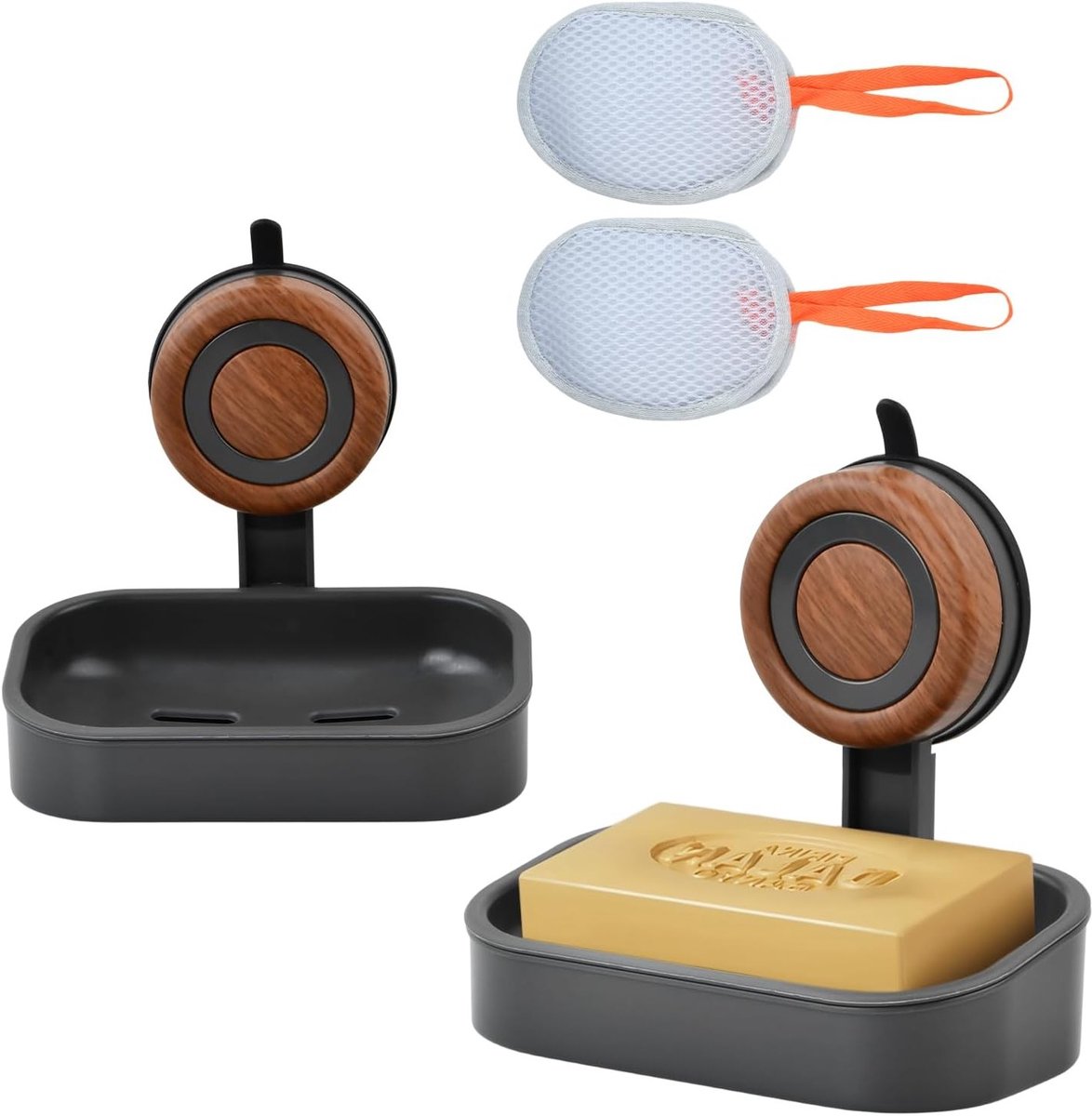 Praktische Zeepdispenser met Afvoer voor Badkamer en Keuken, Wandmontage en Zuignap voor Douche, Geen Boren Nodig, Ideaal voor Organisatie en Ruimtebesparing