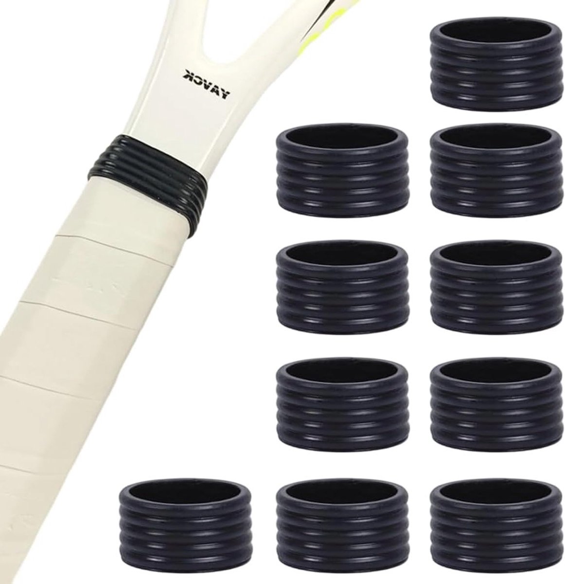 Set van 10 Siliconen Ringen voor Tennis- en Badmintonrackets, Antislip en Duurzaam Accessoire voor Betere Grip
