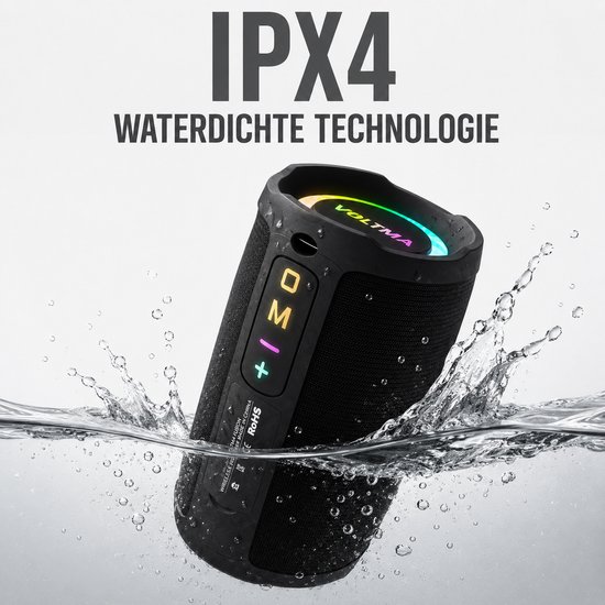 Voltma Fusion Bluetooth-luidspreker, draagbare en draadloze luidspreker van 10W, RGB-verlichting met IPX4 waterdicht, Bluetooth 5.2 en 360° surround sound, tot 20uur speeltijd met AUX, TF en USB-sleuf van Voltma — afbeelding 3