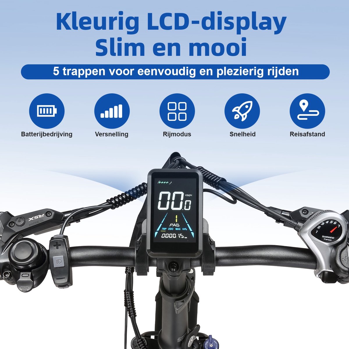 TTGO F6 Boost E-bike - 25 km/u - 20inch - 120km actieradius - 250W motor - 48V18Ah accu - 70NM - grijs thumbnail 6