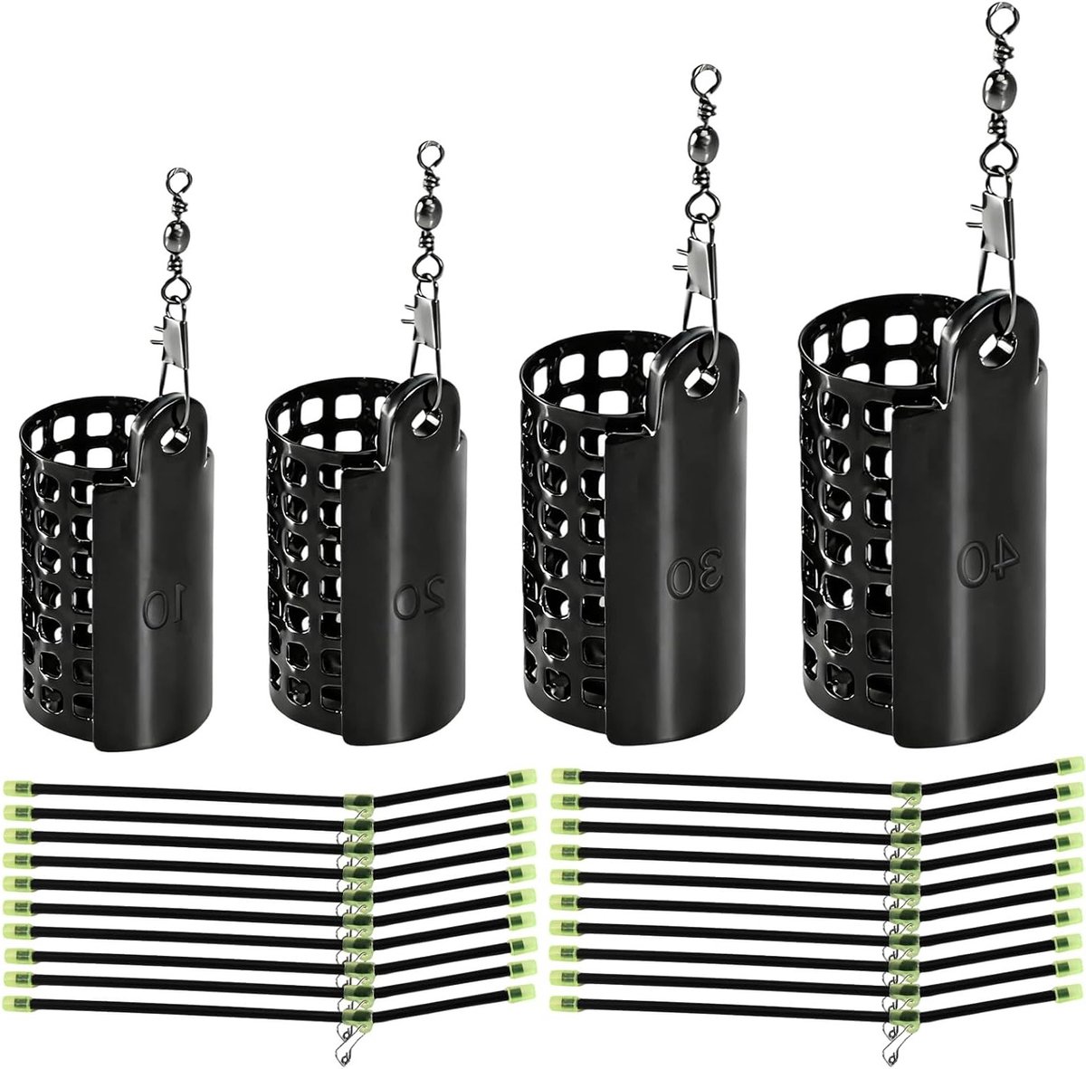 Antiklit-boom-set voor vissen, 20 stuks hengelaccessoires, anti-klitten, voedermand, ideaal voor het vissen in de natuur met verschillende gewichten van 10/20/30/40 g