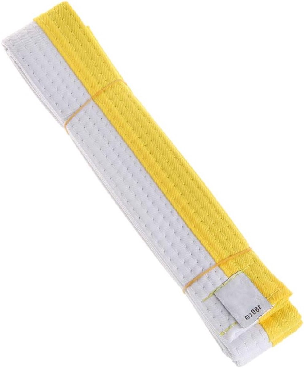 Taekwondo en Karate Sportband voor Judo en Martial Arts - Dubbelgewonden Stripe 180 cm / 280 cm voor Volwassenen en Kinderen in Wit en Geel