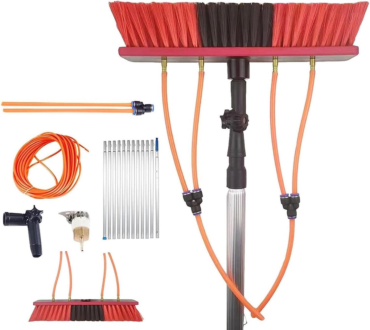 Glazenwasser Set - Hoge Raam Reiniger - Hoge Ramen Schoonmaken - Watergevoede Telescoopsteel - 4 Meter - Zilver