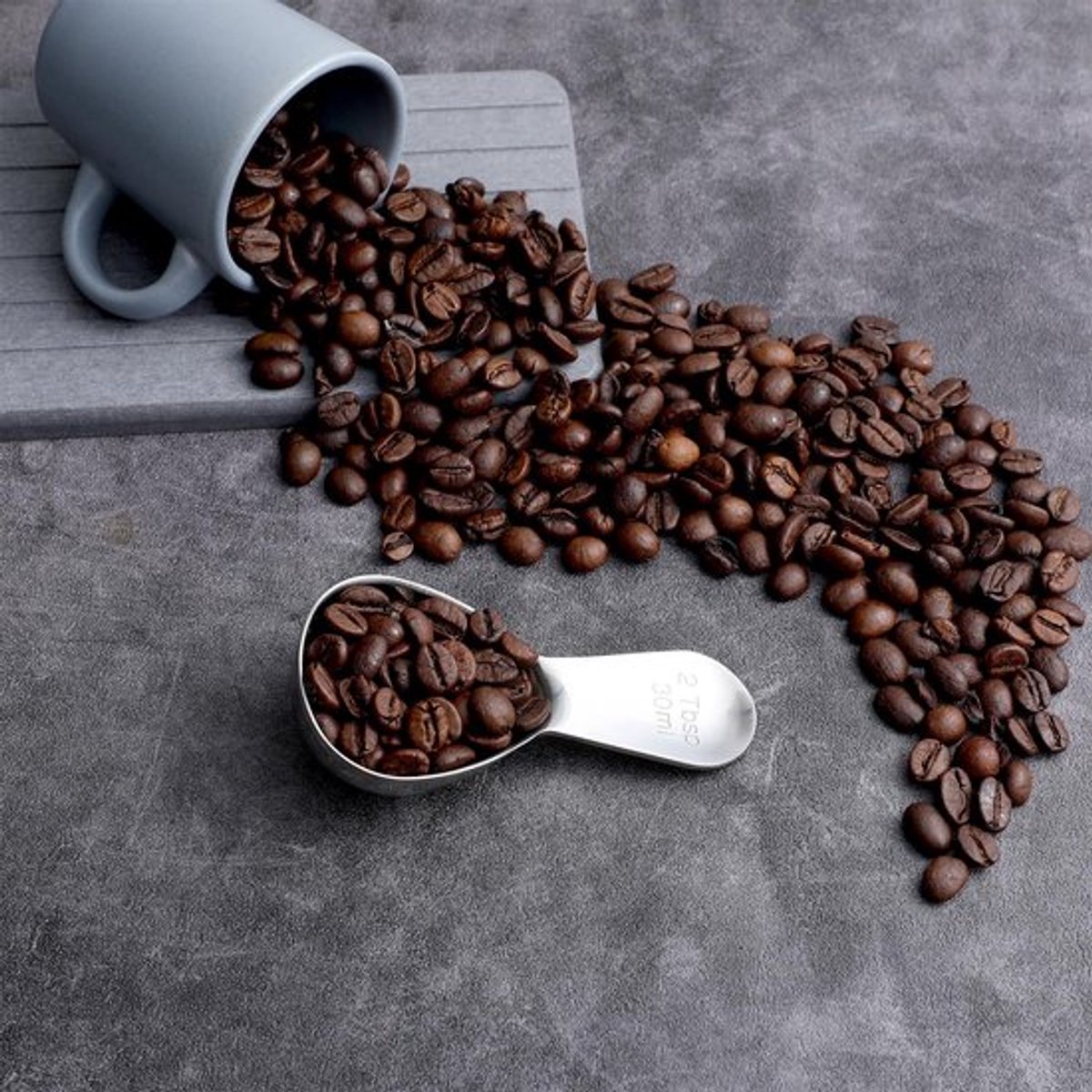 Koffielepel Portioneerder - Maatlepel 30 ml - Roestvrij Staal - Praktische Maatlepel - Voor Koffie/Thee/Suiker - Afmetingen 10 x 4,8 x 2,4 cm