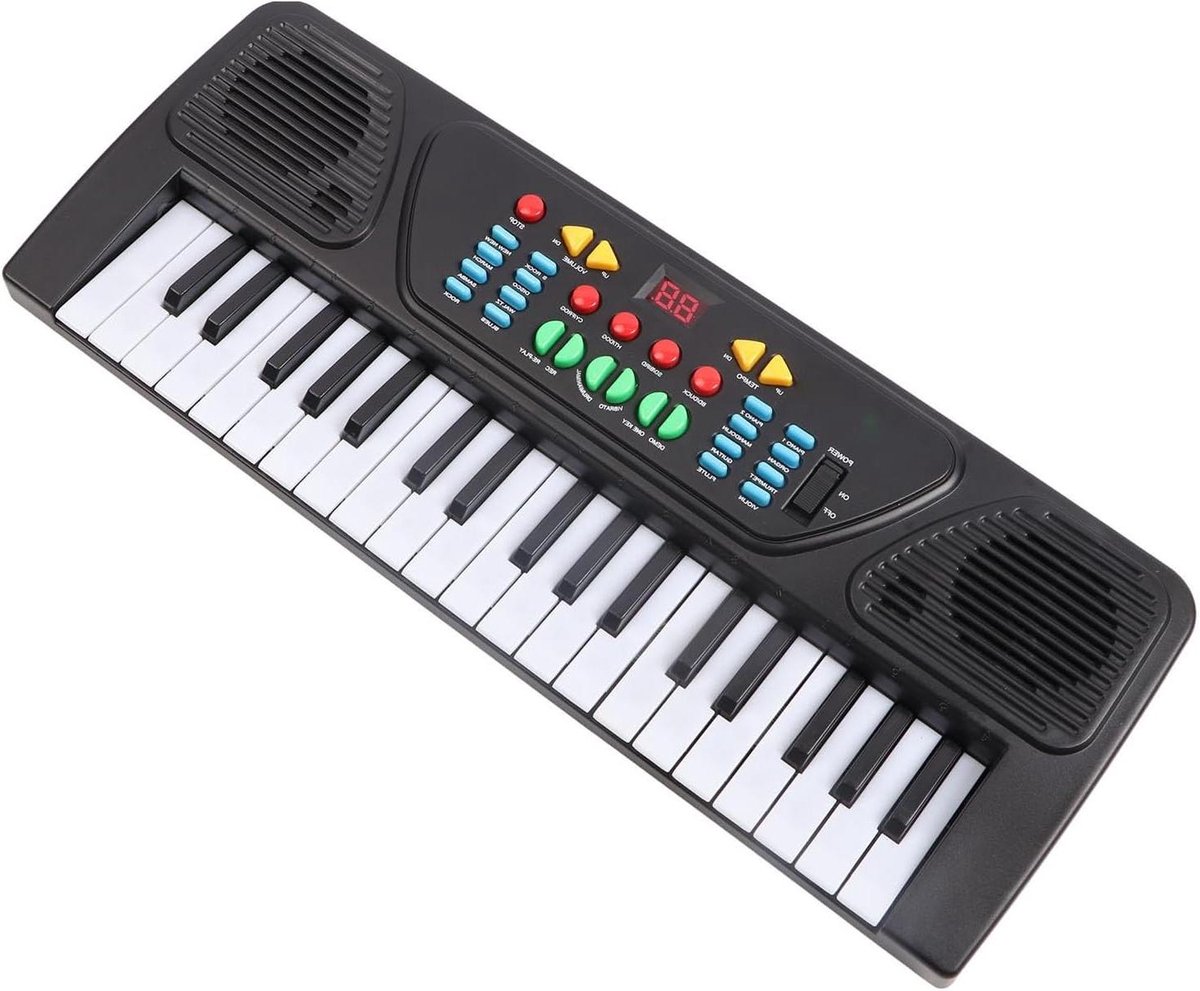 Kinderen Piano - Muzikaal Speelgoed - Muziek Leren - 37 Realistische Toetsen - 45 x 17 x 6 cm - Zwart