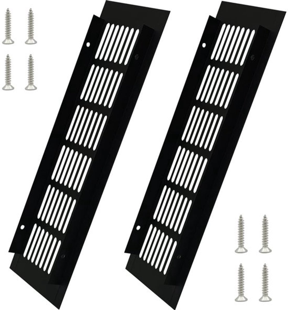 Ventilatierooster Zwart - Rechthoekig - Aluminiumlegering - 2 Stuks - 300 x 80 mm - Corrosiebestendig - Eenvoudig te installeren - Luchtrooster