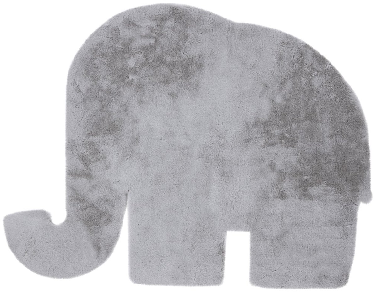 Padiro kindervloerkleed 99 x 76 cm - grijs - decoratieve dierenvorm - in olifantenvorm - geschikt voor vloerverwarming - van zacht micropolyester