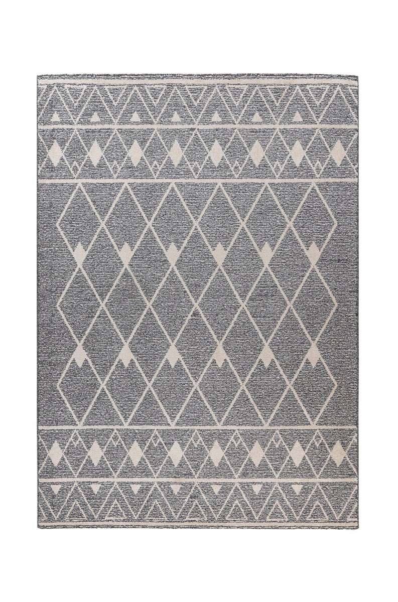 Padiro laagpolig vloerkleed 160 x 230 cm - grijs / beige - modern geometrisch patroon - geschikt voor vloerverwarming - van polypropyleen