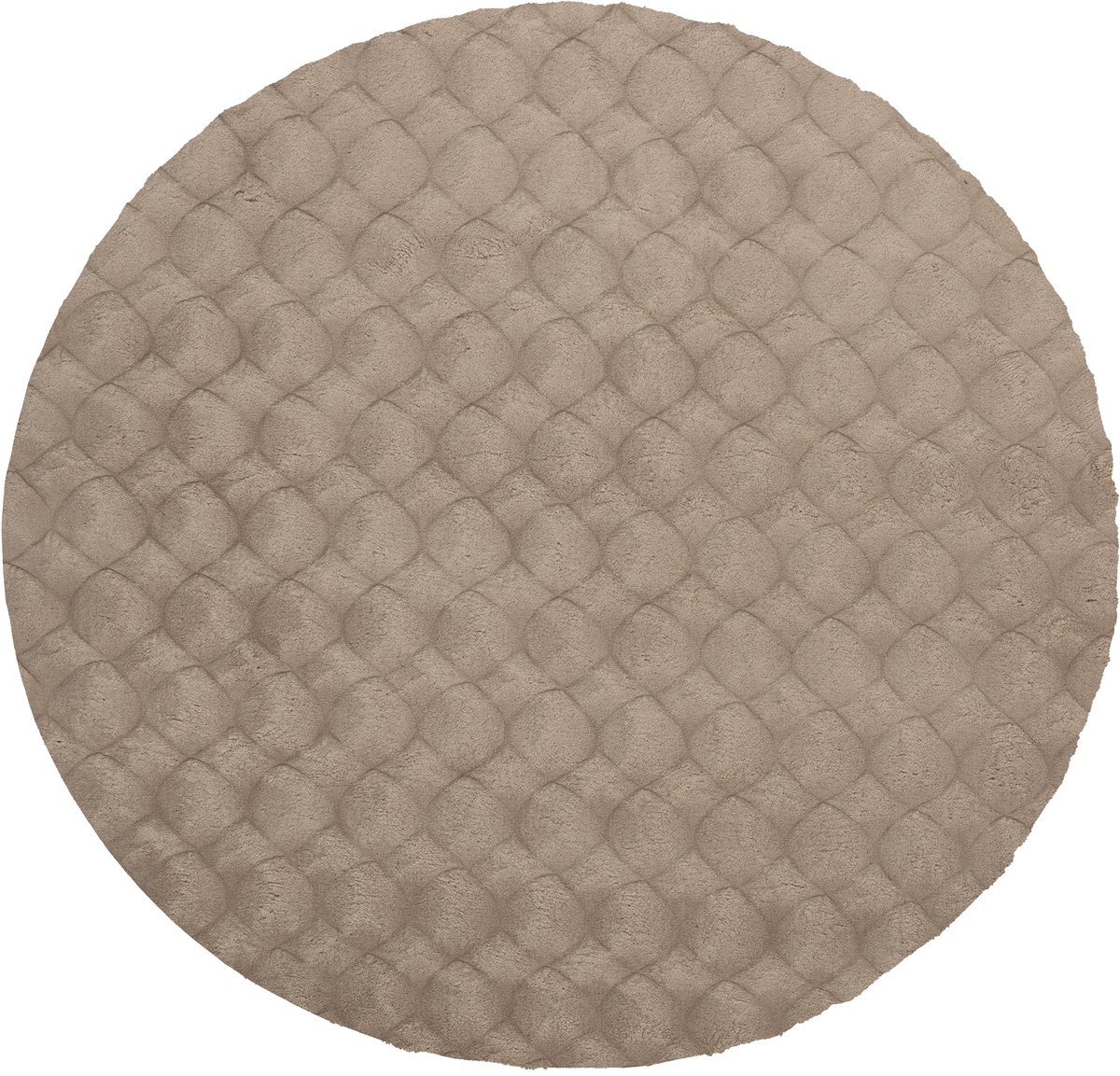 Padiro rond hoogpolig vloerkleed Ø 120 cm - taupe - modern effen design - geschikt voor vloerverwarming - van polyester