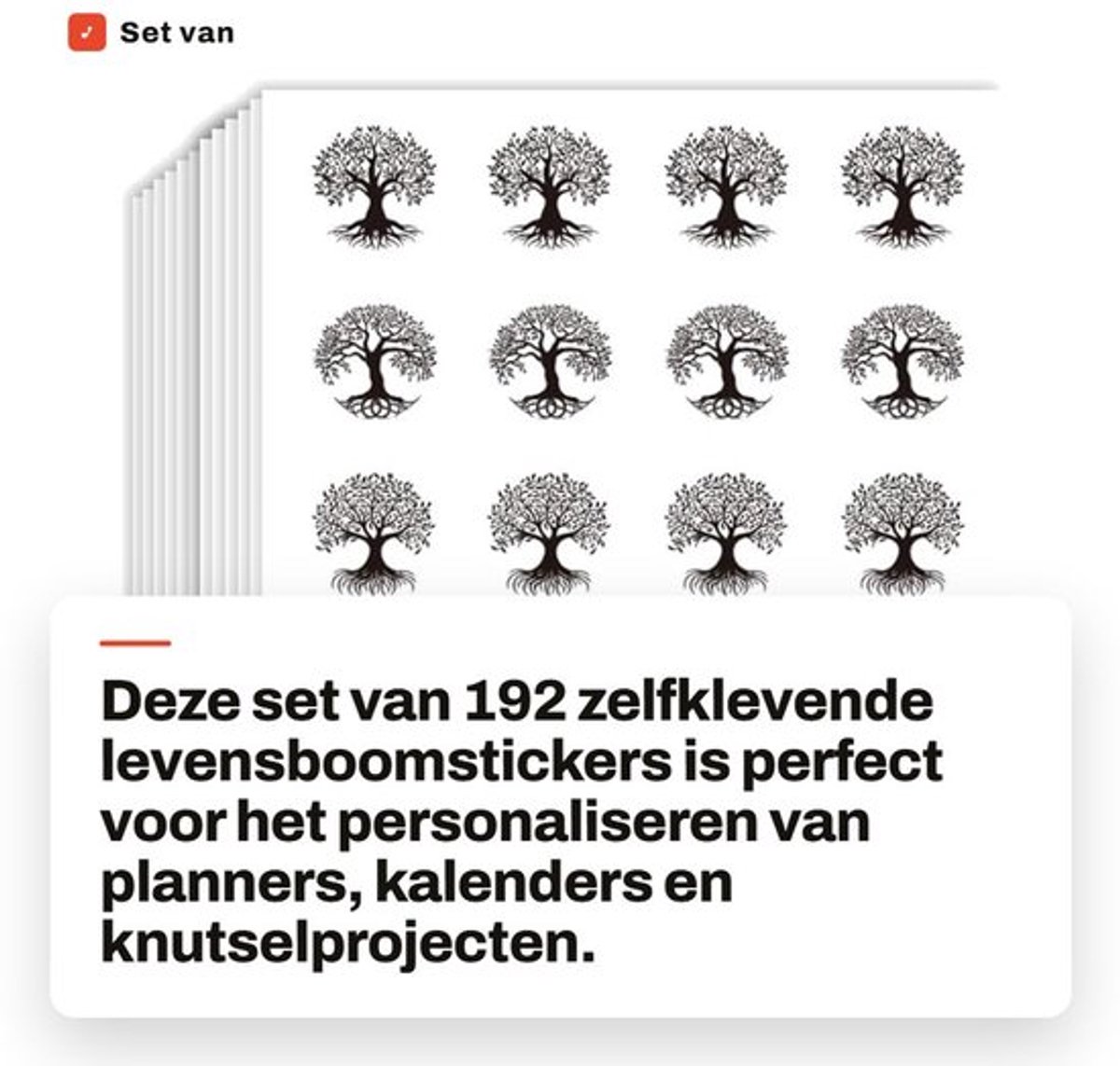 Levensboomstickers 192 stuks - Decoratieve Stickers - PVC Stickers - Plakboek Stickers - Mystieke Boomstickers - Afmeting 150 mm