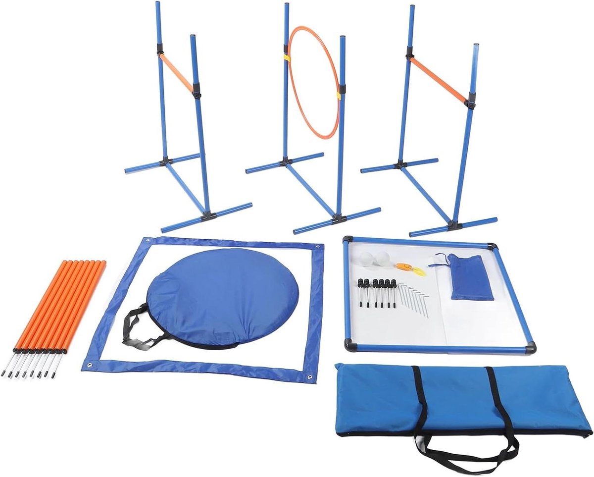Honden Trainingsset - Hondenbehendigheid Puppycursus - Hondentraining Buiten - Meerdere Uitrustingen - 64 x 63 x 17 cm - Blauw Oranje