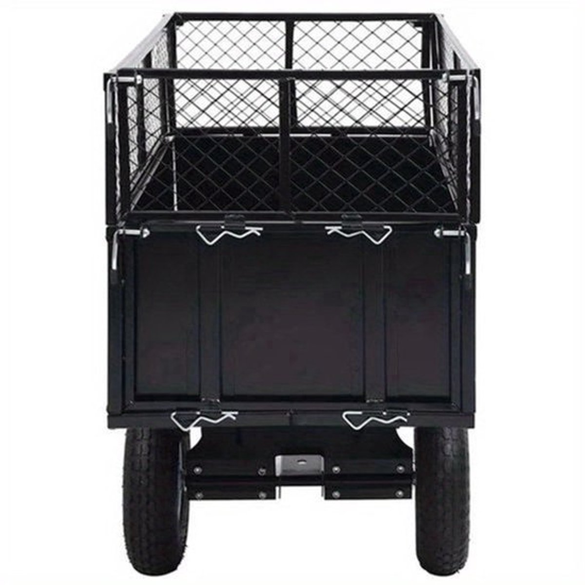 Tuinwagen – Tuinkar – Bolderkar – Transportkar – Tuintrolley – Stevig Stalen Frame – 150 kg Draagkracht – Opblaasbare All-Terrain Wielen – Grote Laadbak 130x52x87 cm – Zwart